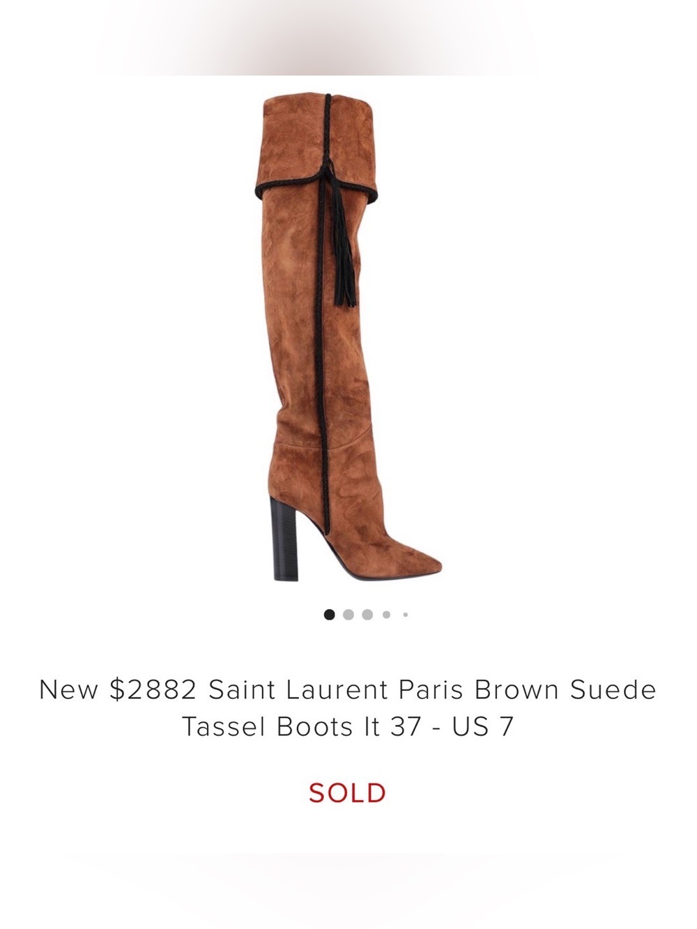 Saint Laurent Brown Suede Over-the-Knee Tassel Boot 6.5 - Picture 9 of 9